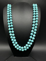 60 Inches 8mm Round Turquoise Stone Long Necklace Woman Jewelry