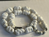 Vintage Miriam Haskell? White Milk Glass Necklace Twisted Glass Hand Knotted 15”