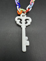 Acrylic Cable Link Chain Key Pendant Necklace 17”