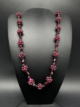 Vintage Bohemian Red  Garnet Clustered Single Strand Necklace 28”