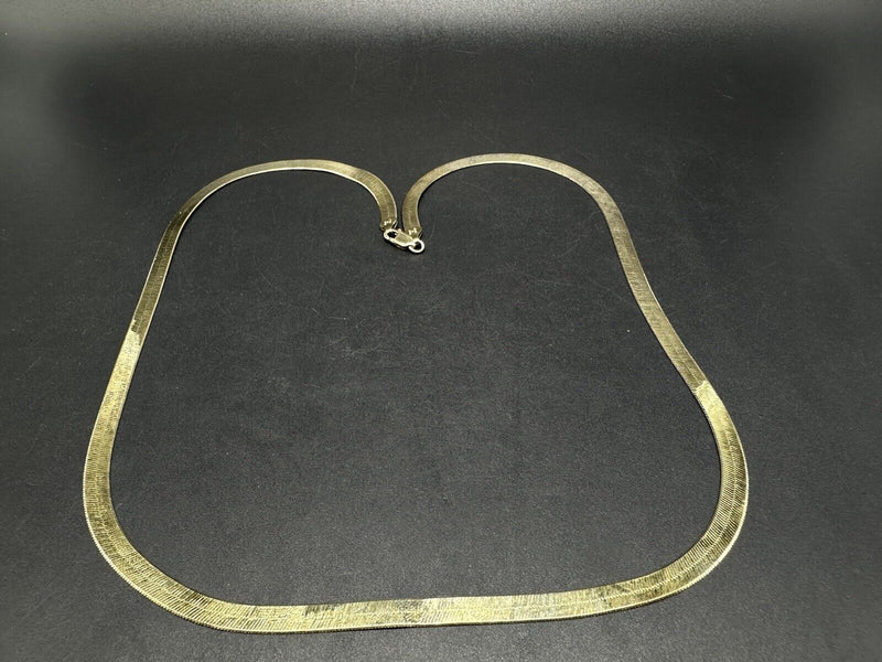 Vermeil Gold Plated Sterling Silver Herringbone Necklace 925 Italy 24” 13Gs~5mm