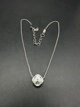 Signed Sabika Silvertone Crystal Solitaire Necklace 18”