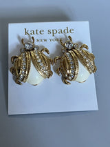 Kate Spade Ladybug Large Gold Filled Stud Earrings Cubic Zirconia NWT 1”