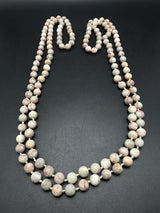 Jasper Stone Knotted Long Beaded Necklace 60”