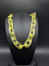 Yellow Translucent Cable Link Frosted Acrylic Chain Link Necklace 20”