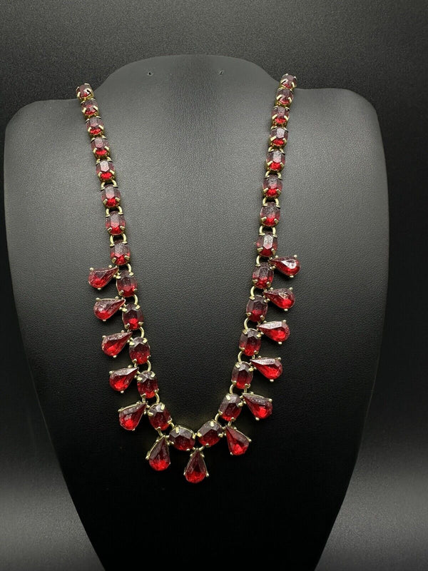 Vintage Estate Avon Red Rhinestone Necklace 19”