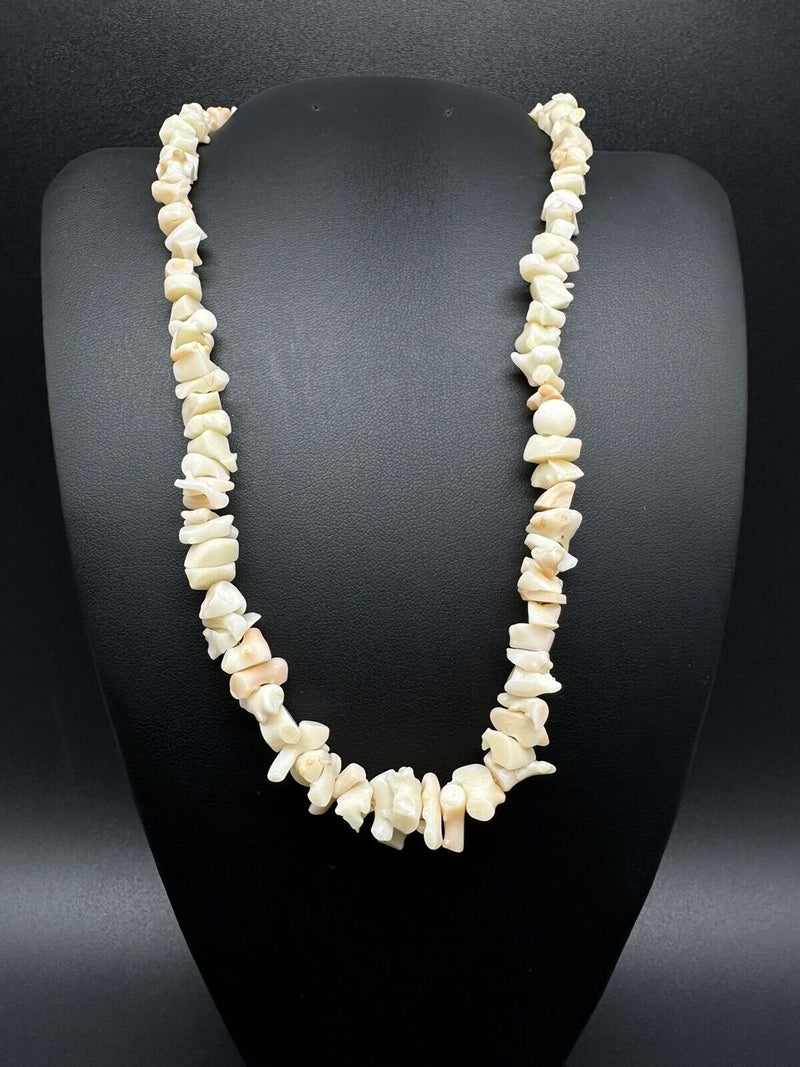 White Angel Coral Necklace 16” Long 28grams