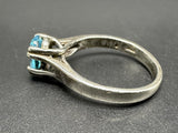 925 Sterling Silver Ring Size 6.5 Light Blue Glass Stone