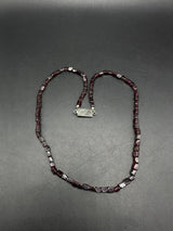 Vintage Sterling Silver Clasp 19” Garnet Gemstone Necklace