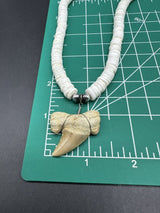 Shark Tooth Pendant Surfer Puka Necklace 17”