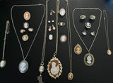 28 Piece Vintage and Modern Estate Cameo Mixed Style Costume Jewelry Lot