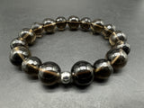 Natural Smoky Brown Quartz Clear Crystal Beads Stretch Bracelet Healing