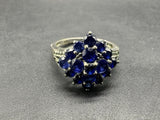 Sterling Silver Blue Sapphire? Cluster Ring Size 7.5 Signed 925