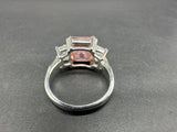 925 Silver Vintage Pink & White Cubic Zirconia Band Ring Sz 7.5