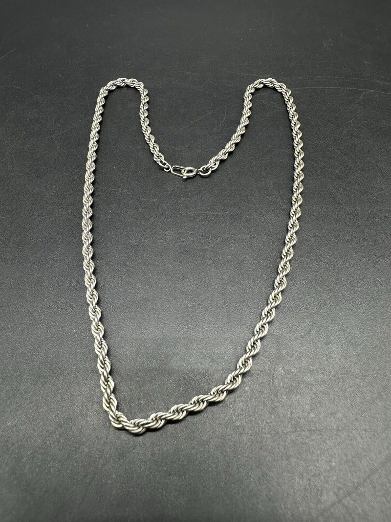 Sterling Silver Rope Chain Necklace, 16” Chain Necklace, 11Gs