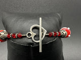 VINTAGE LAMPWORK GLASS BEAD Sterling Silver BRACELET 6.5”