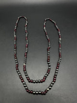 Vintage Garnet Hematite 4mm Beaded Necklace 30”