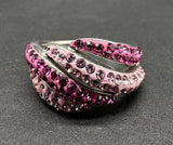 2 Tone PINK Pave CRYSTAL 925 Sterling Silver RING - 7