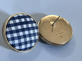 Kate Spade Set Sail Button Earrings  Fabric Checked Gold Tone Blue