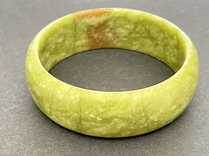 Vintage Chrysoprase? Solid Gemstone Bangle Bracelet 8"