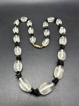 Vintage Frosted Glass Bead Necklace - 24”- Black