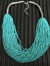 VTG 24" Mediterranean Turquoise  Seed Bead Multi 40 Strand Necklace