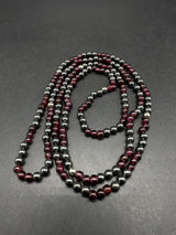 Vintage Garnet Hematite 4mm Beaded Necklace 30”