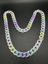 Curb Link Acrylic Translucent Chain Statement Necklace 32”