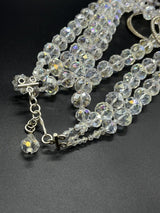 VTG Crystal Necklace Clear Aurora Borealis Statement Rhinestone Multi Strand 20"