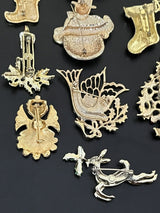 Lot Of 18 Signed Vintage to Modern Holiday Christmas Brooches~Unsigned~