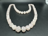 Vintage Pink Quartz Stone Necklace 34”