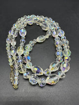 Classic Graduated Aurora Borealis Crystal Necklace 34”  78Gs