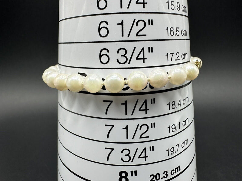 14k Gold Lustrous Genuine Pearl Bracelet 7" long