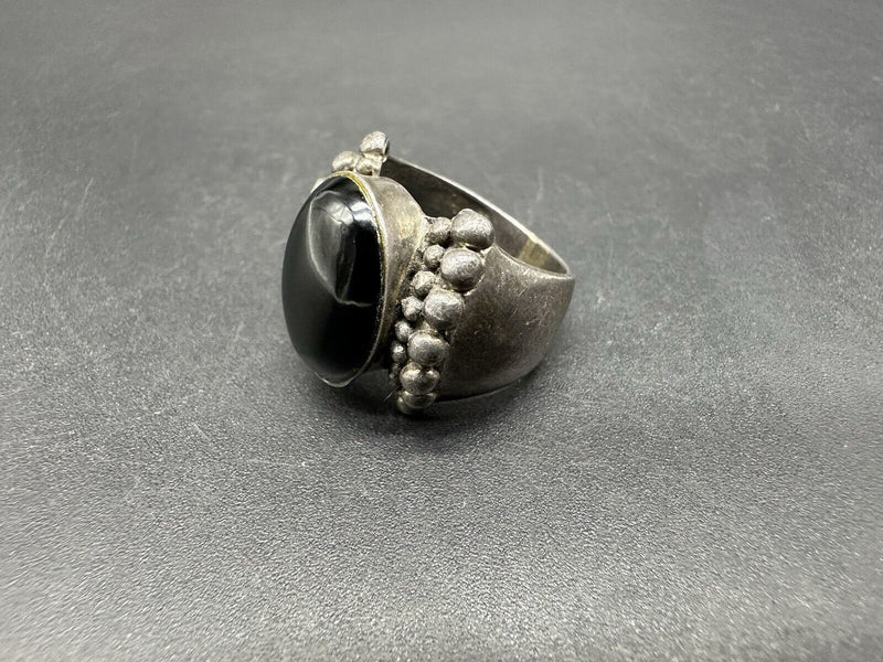 STERLING SILVER BLACK Onyx STONE RING SIZE 7 925 FINE