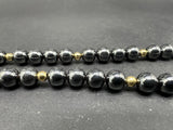 14K YELLOW GOLD FISHHOOK 87mm GENUINE HEMATITE BEAD NECKLACE 17” LENGTH