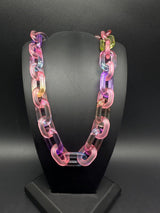 Rainbow Translucent Cable Link Transparent Acrylic Chain Link Necklace 18”