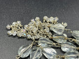 Vintage Crystal Glass Bead Lariat Tassel Chain Necklace 42” Long