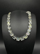 Vintage Austrian Crystal Rock Aurora Borealis beaded necklace 14”