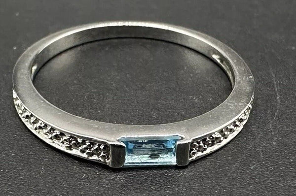 Sterling Silver 925 Blue Topaz Band Ring Sz 9.5