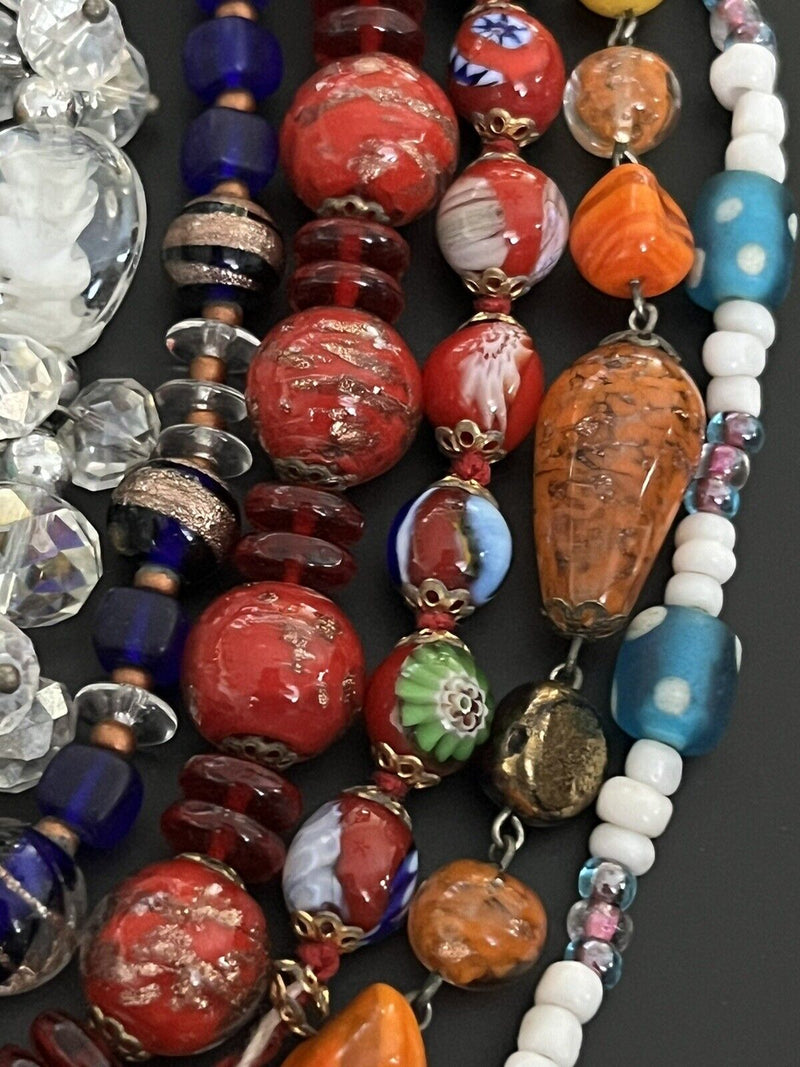 Lot of Assorted Millefiori & Art Glass Beaded Jewelry 12pcs