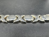 Sterling Silver XO Heart Link Bracelet Elegant 8” 11MM Wide