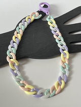 Acrylic Curb Link Chain  Pastel Choker Necklace  16” Long ~ Large Clasp~