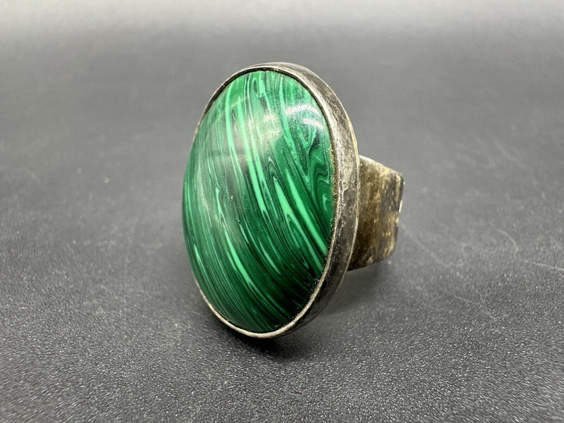 Taxco Mexico STERLING SILVER GREEN MALACHITE RING STONE SZ 6 14Gs