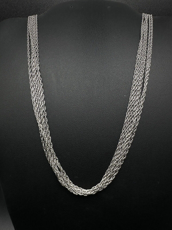 925 Sterling Silver 16” Long 6 Strand  Necklace 9Gs