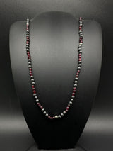 Vintage Garnet Hematite 4mm Beaded Necklace 30”