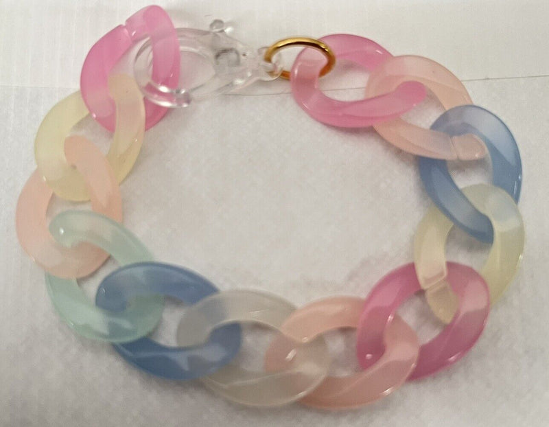 Pastel Acrylic Chain Link Bracelet 17”~ 6mm Thick~