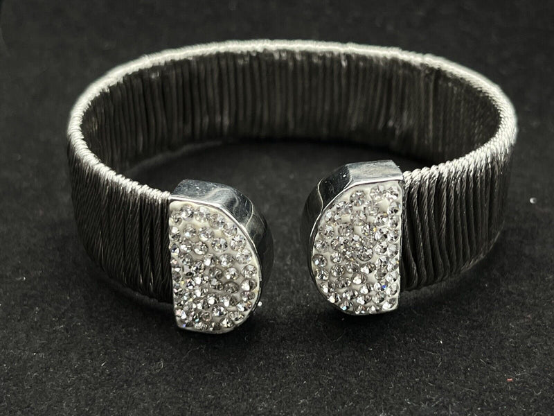 Elegant Pave Center Cuff Flexible Bracelet 7”