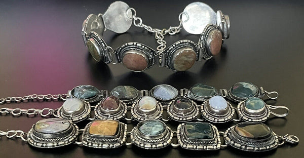 Tribal Bracelet Necklace Mixed Lot Silver  Semi-Precious Stones Artisan Boho