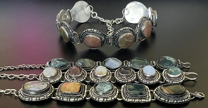 Tribal Bracelet Necklace Mixed Lot Silver  Semi-Precious Stones Artisan Boho