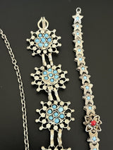 Vintage Victorian Turquoise Faux Stone Lot Of Jewelry~ Missing Stones